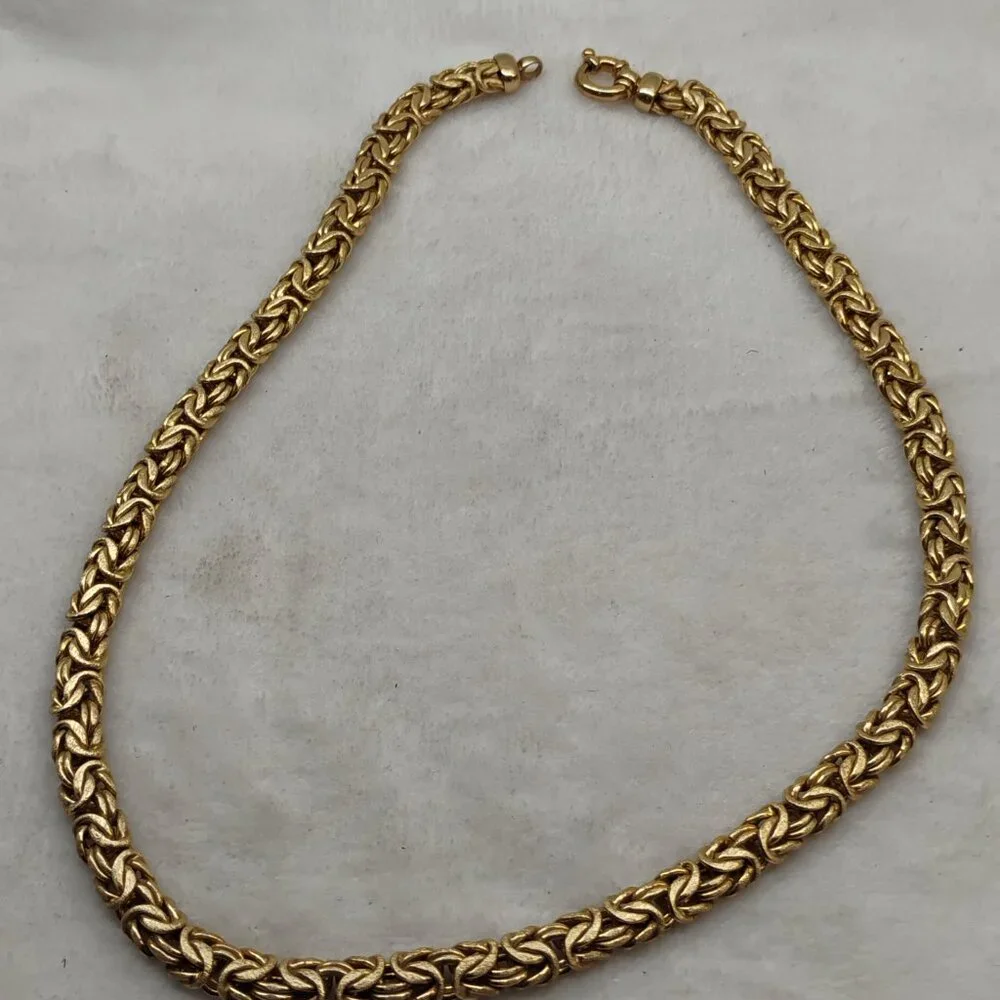 Vintage Silver Byzantine Large Necklace Italy .925 Sterling 20" Gold Tone Chain - Picture 4 of 12
